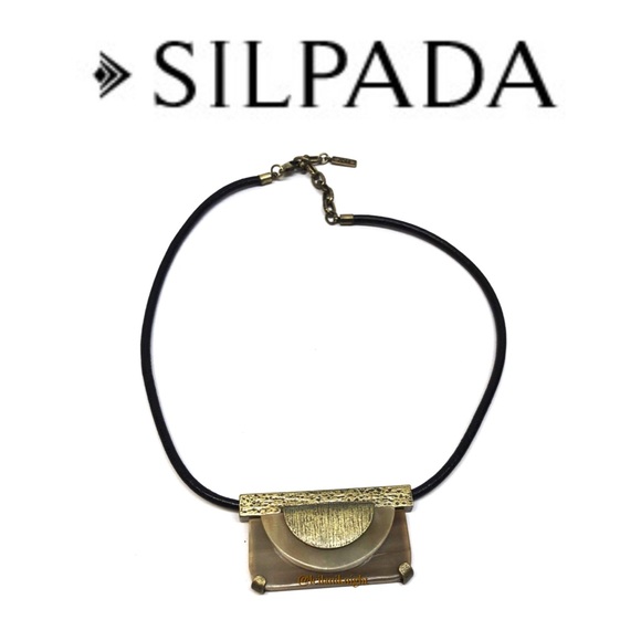 Silpada Eclipse Brass leather and horn necklace - Picture 1 of 17